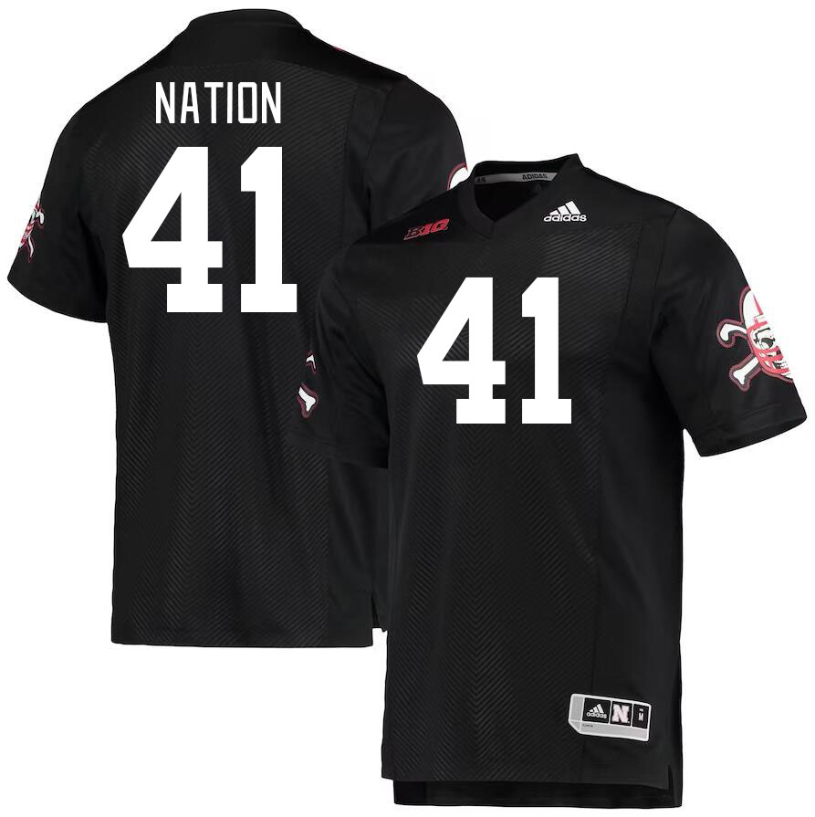 Men #41 Ethan Nation Nebraska Cornhuskers College Football Jerseys Stitched Sale-Black